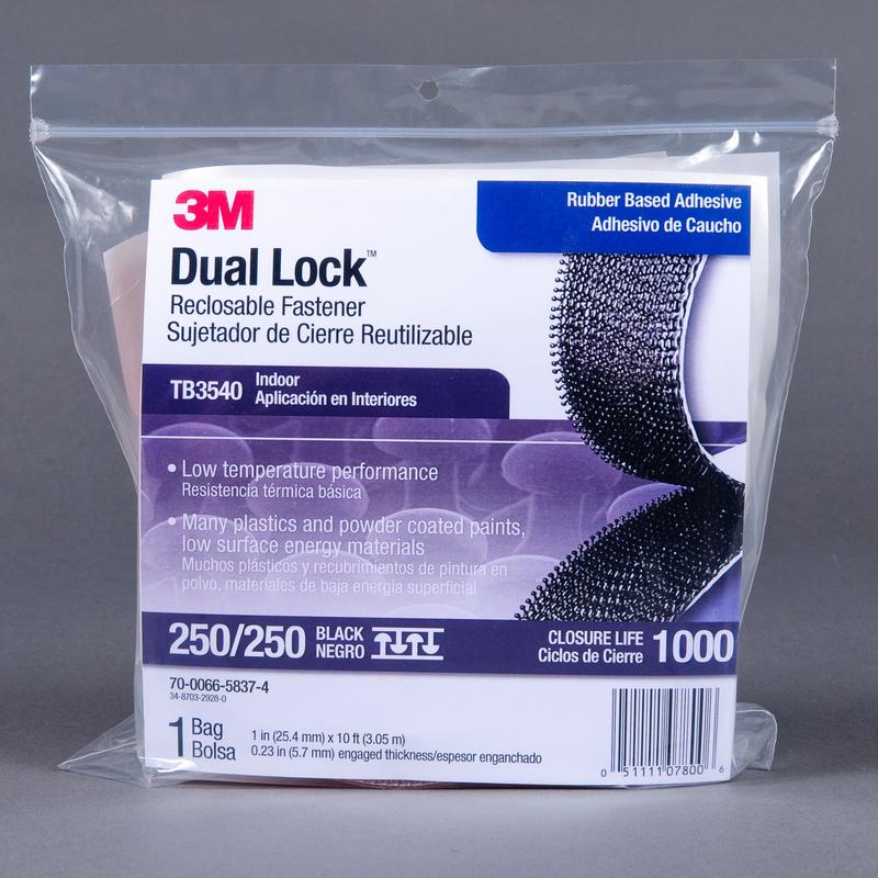 3M™ Dual Lock™ TB3540, Zwart, 25 mm x 3 m, 5,7 mm, 40 koppen/cm2, Binnen | Tas (1 stuk)