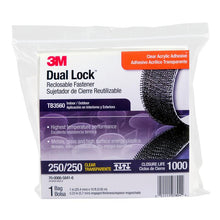 3M™ Dual Lock™ flexibele drukknoopsluiting TB3560, doorschijnend, 25 mm x 3 m, 5,7 mm, 40 koppen/cm2, buitenruimte | Tas (1 stuk)