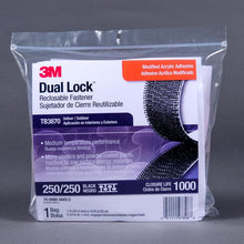 3M™ Dual Lock™ TB3870, Zwart, 25 mm x 3 m, 6,1 mm, 40 koppen/cm2, buiten | Tas (1 stuk)