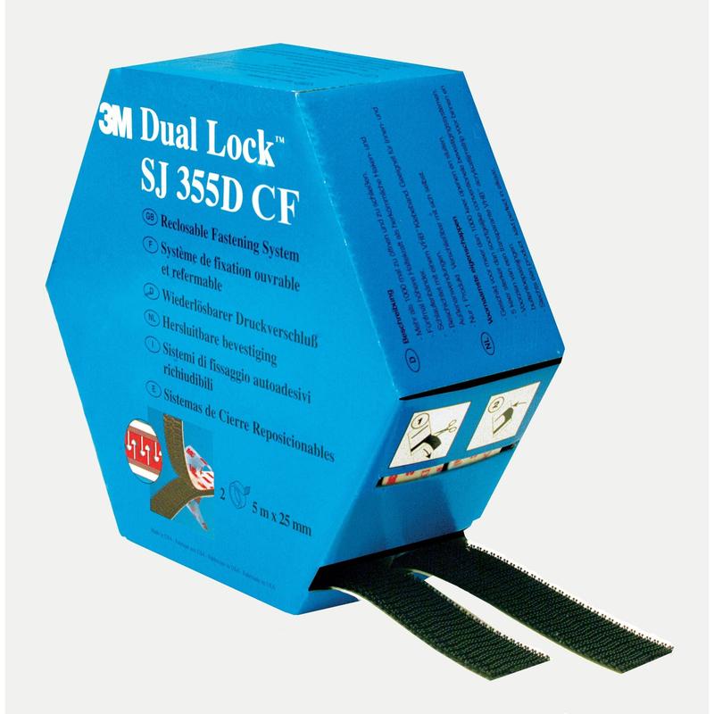 3M™ Dual Lock™ flexibele drukknoopsluiting SJ3550CF, MINI ref. 345184518, zwart, 25 mm x 5 m | Pak (1 stuk)