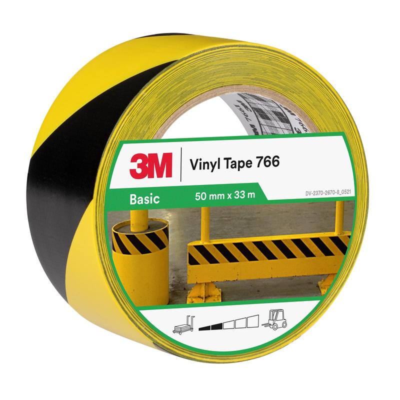 3M™ Gevarenmarkeringstape 766i, geel/zwart, 50 mm x 33 m, afzonderlijk verpakt | Pak (1 rol)