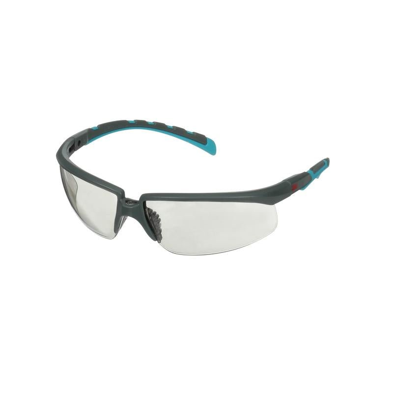 3M™ Solus™ 2000-serie, S2007SGAF-BGR, grijs/turquoise brilpoten, Scotchgard™ anticondenscoating, binnen/buiten, grijze anticondensantikraslens, 20 per verpakking | Pak (1 stuk)