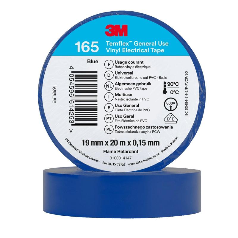 3M™ Temflex™ vinyl elektrische tape 165 blauw