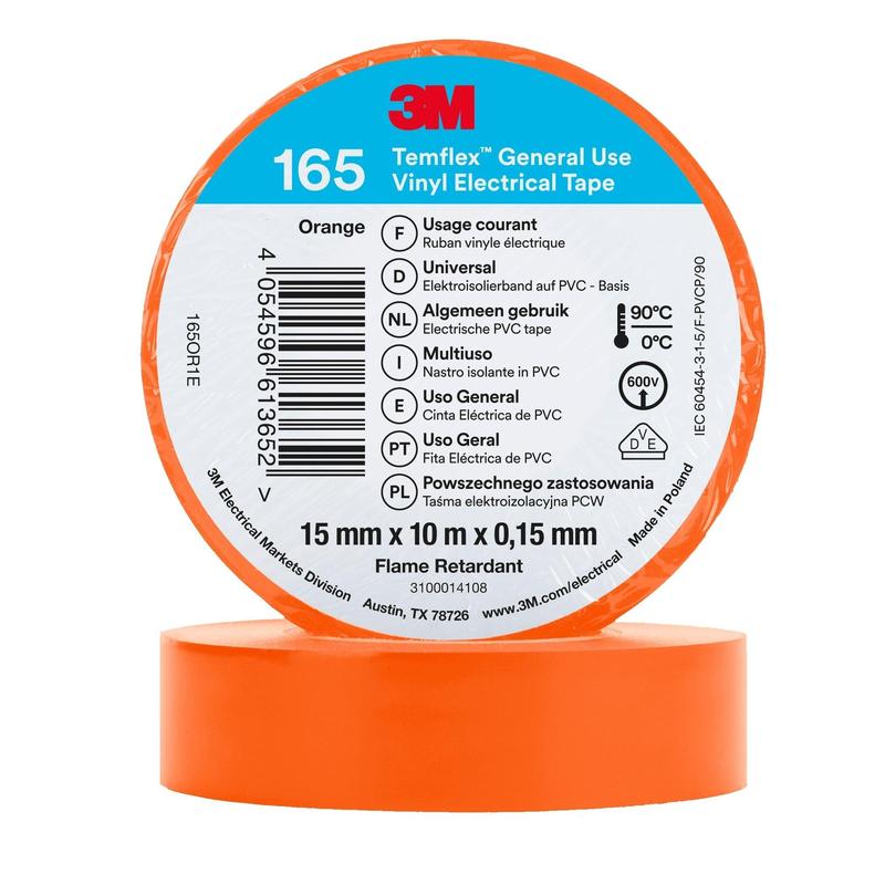 3M™ Temflex™ vinylisolatietape 165, oranje - Elektrische isolatietape