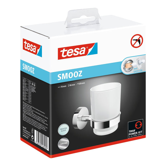 tesa SMOOZ-bekerhouder, zelfklevend, verchroomd metaal
