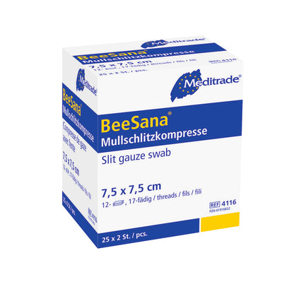 BeeSana® gaasspleetkompres, steriel, 12-voudig (50 stuks)