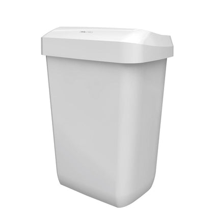 De CWS ParadiseLine afvalcontainer Paper Bin is een witte, rechthoekige kunststofcontainer van 43 l met een licht gebogen deksel, afgebeeld op een eenvoudige witte achtergrond.