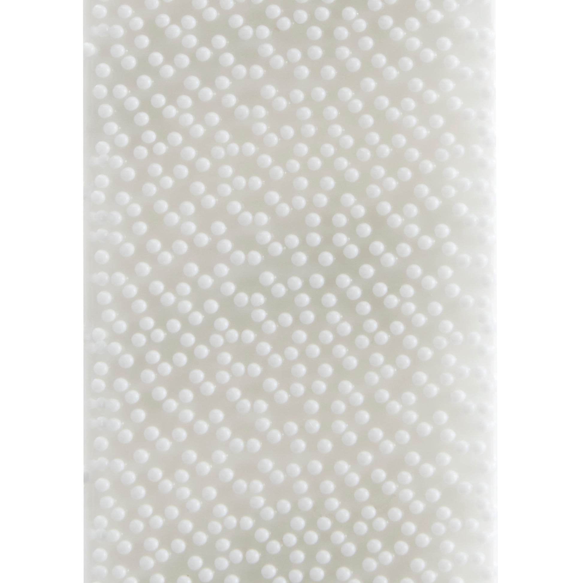 Eine Nahaufnahme einer weißen Fläche mit erhabenen runden Erhebungen in diagonalen Linien, ähnlich dem Command™ Bilder-Montage-Strips Multi-Pack 17209 von 3M Deutschland GmbH für rückstandsfreie Bildaufhängung.