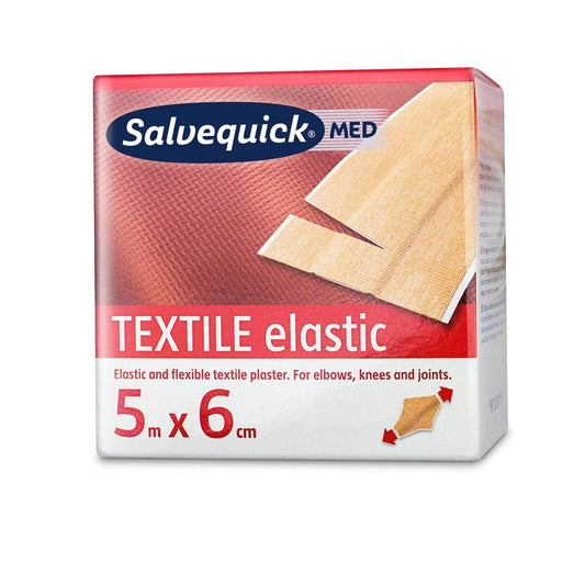 Das Salvequick Textilplåster 6 cm x 5 m (1 Stück) von Orkla Wound Care AB bietet eine elastische, flexible Wundversorgung - ideal für Ellenbogen, Knie und Gelenke.