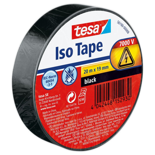 tesa isolatietape SPVC elektrotape zwart, 20 m x 19 mm