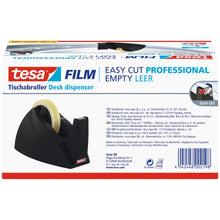 tesa 57422 Easy Cut Tischabroller, leer, für Rollen bis 66m x 25mm, schwart