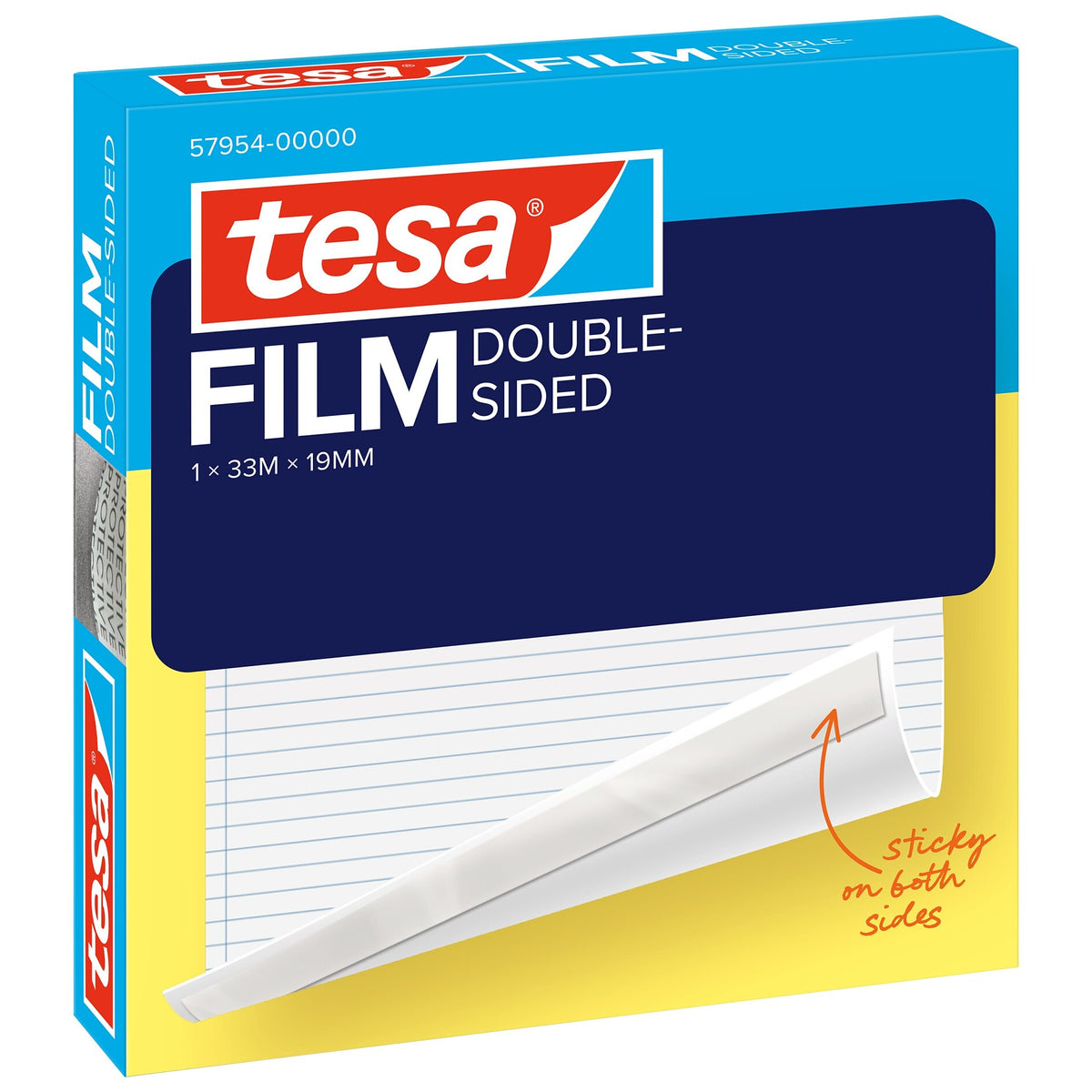 tesafilm DOUBLE-SIDED, transparent, 33 m x 19 mm