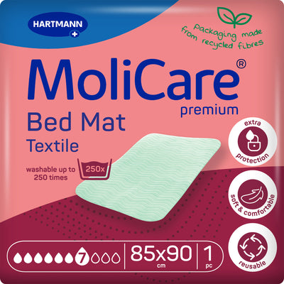 Uit productie genomen artikel: MoliCare Pr Bedmat Tex 7T Flü 75x85 met vleugels | Pak (10 stuks)
