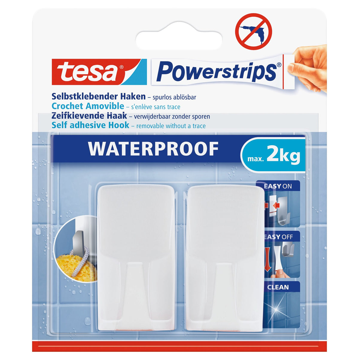 tesa Powerstrips Waterproof Haken WAVE, weiß