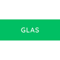 Der Novocal Farbiger Wertstoffaufkleber groß, mit Text: Glas (Grün) zeigt "GLAS" in weißen Großbuchstaben auf kräftigem grünem Hintergrund - ideal als Glasabfall-Aufkleber zur Unterstützung der Mülltrennung von Glas. Die Packung enthält 1 Stück.