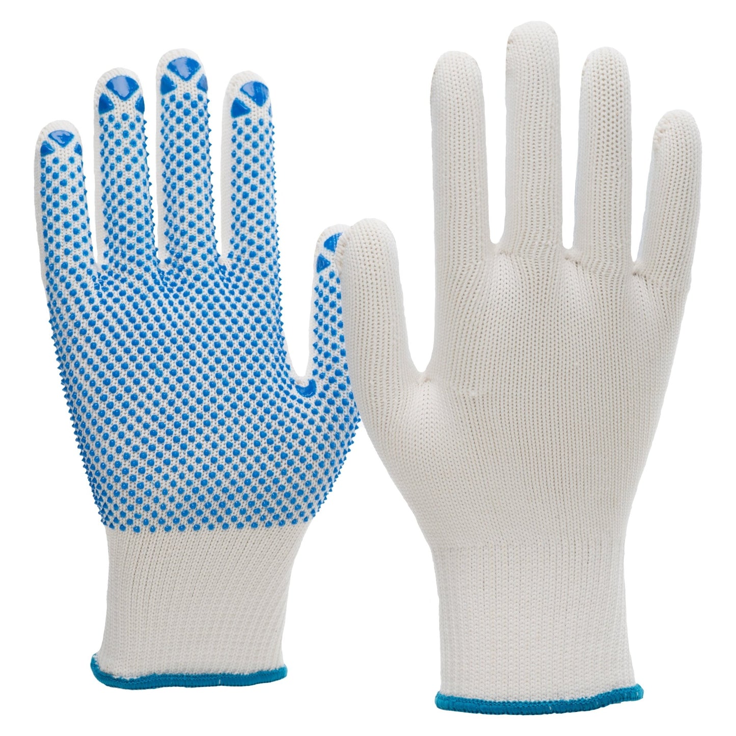 NITRAS gebreide handschoenen, nylon/katoen, wit/blauw