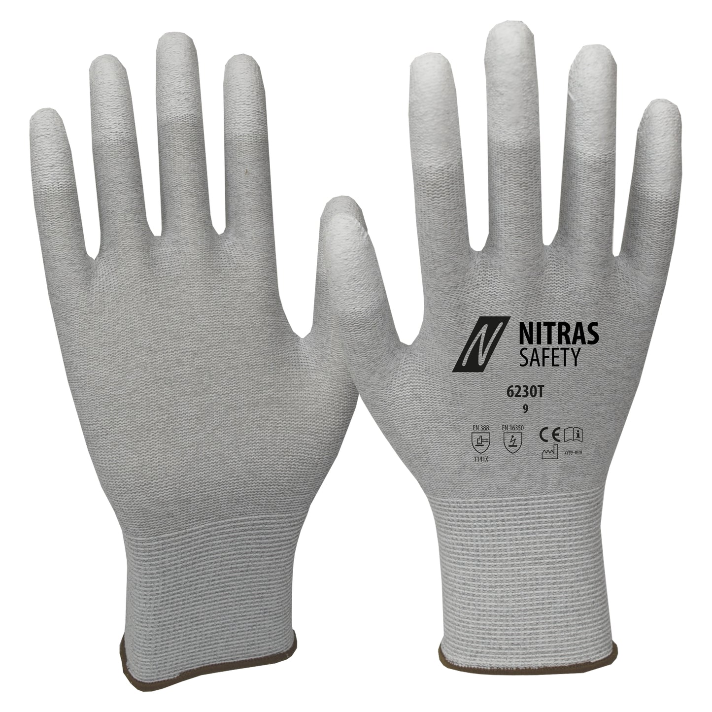 NITRAS antistatische handschoenen, grijs/wit