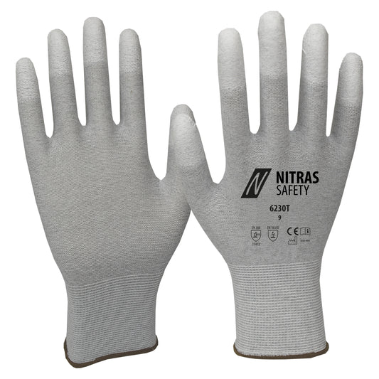 NITRAS antistatische handschoenen, grijs/wit