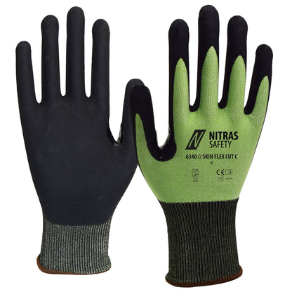 NITRAS SKIN FLEX CUT C, snijbeschermingshandschoenen, groen/zwart