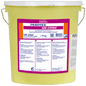 10 kg gele kunststofemmer met DR.SCHNELL PEROTEX GR CONC, een sterk alkalisch vaatwasmiddel voor commerciële vaatwassers, gelabeld in het Duits met productinformatie en barcode. Ideaal voor grootkeukens.