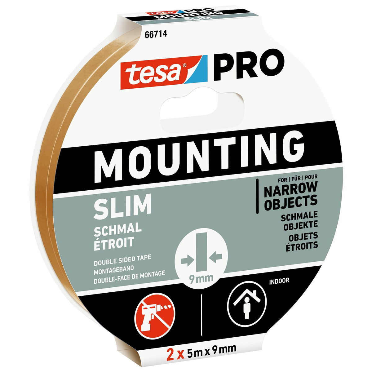 tesa PRO 66714 Mounting Schmal Klebeband, 5 m x 18 mm, weiß