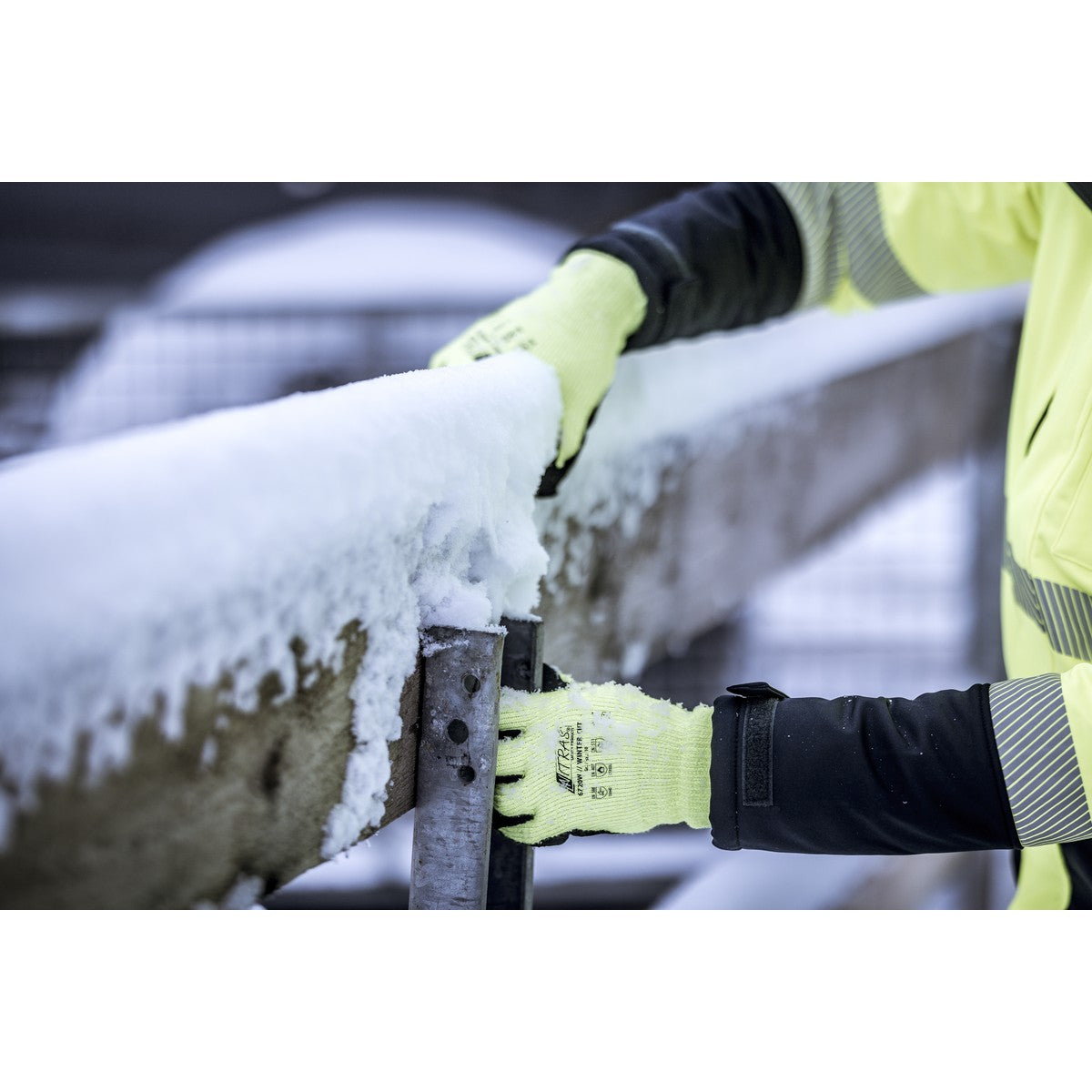 NITRAS TAEKI WINTER CUT, snijbeschermingshandschoenen, neongeel/zwart