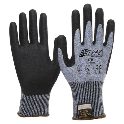 NITRAS TAEKI snijbeschermingshandschoenen, blauw/zwart