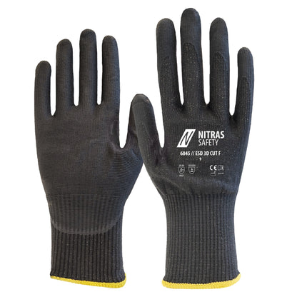 NITRAS ESD 3D CUT F, snijbeschermingshandschoenen, zwart