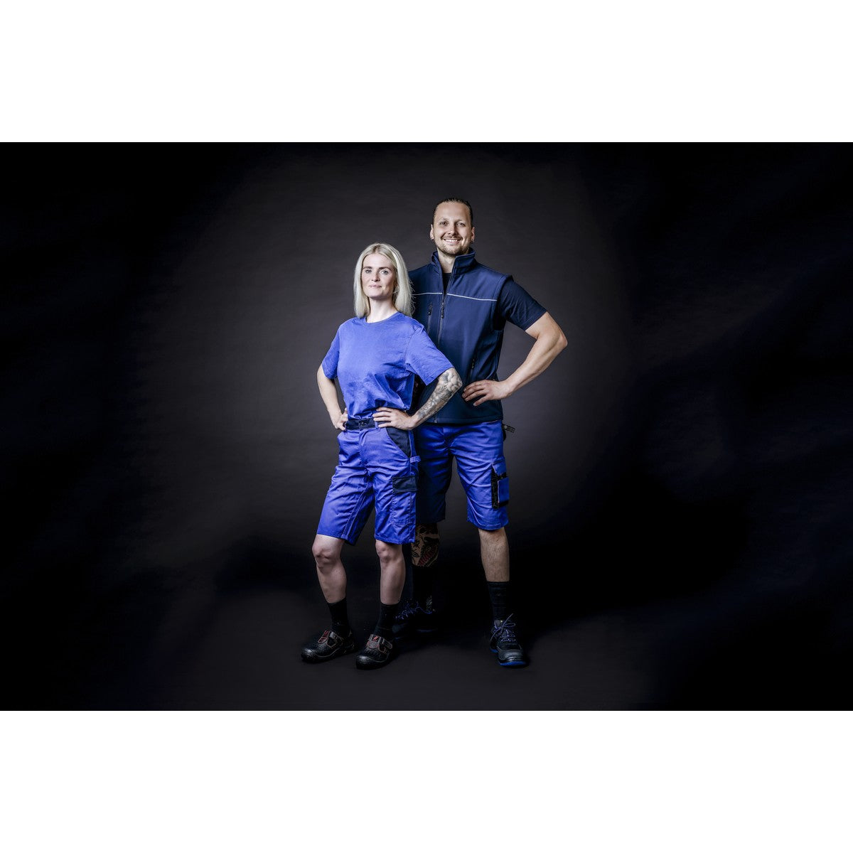 NITRAS MOTION TEX PRO FX, werkbroek, kort, koningsblauw/zwart