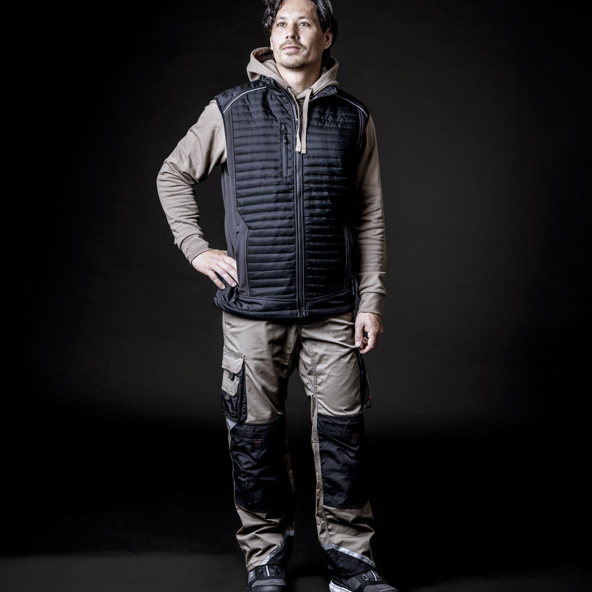 NITRAS MOTION TEX PLUS, gewatteerd softshell vest, zwart