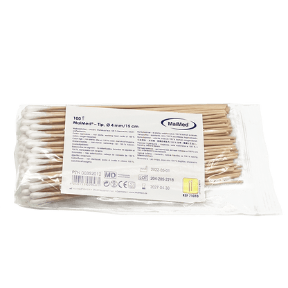 MaiMed - Tip niet-steriel wattenstaafje, 15 cm lang, houten stokje | Pak (100 stuks)