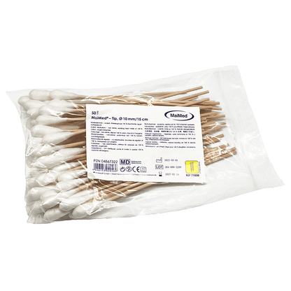 MaiMed - Tip niet-steriel wattenstaafje, 15 cm lang, houten stokje | Pak (100 stuks)