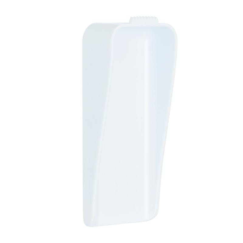 De 3M Deutschland GmbH Command™ canvasophanger is een witte, rechthoekige kunststofophanger met een licht gebogen oppervlak en een kleine gestructureerde lip aan de bovenkant, afgebeeld tegen een effen witte achtergrond.