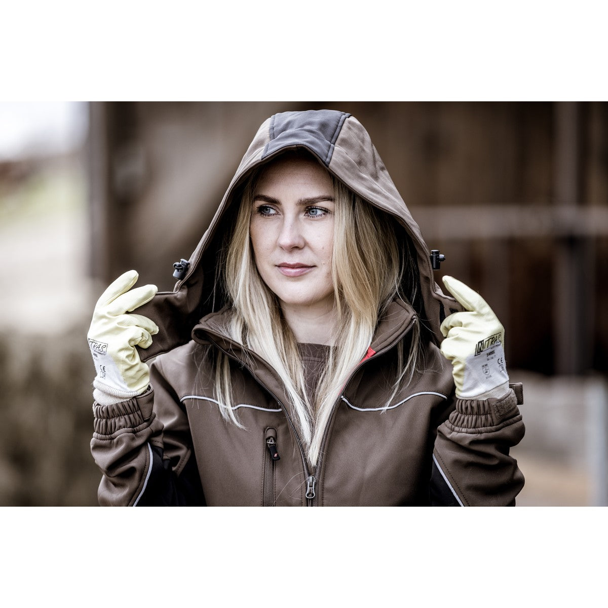 NITRAS afneembare capuchon, bruin/zwart, OEKO-TEX polyester: 94%; Elastaan: 6% | Pak (1 stuk)