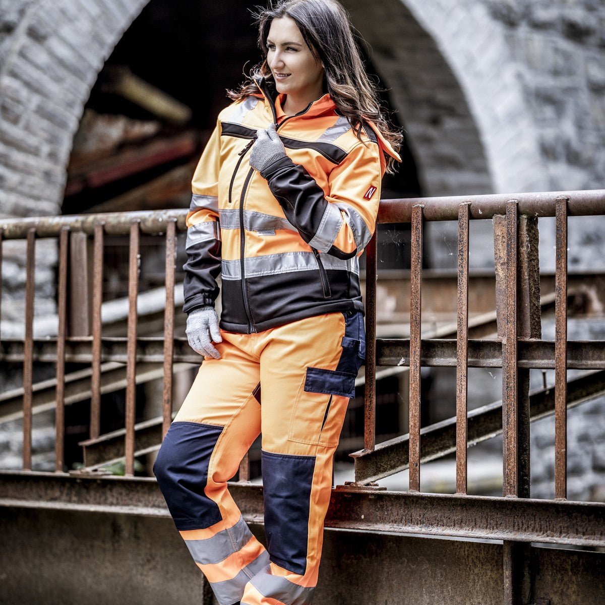 NITRAS MOTION TEX VIZ, high-visibility softshell jas, neon oranje/zwart