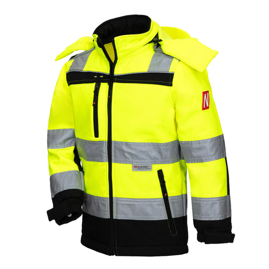 NITRAS MOTION TEX KIDS, high-visibility softshell jas, neon geel/zwart