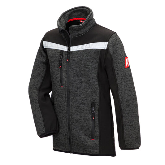 NITRAS MOTION TEX KIDS, gebreid softshell jack, zwart