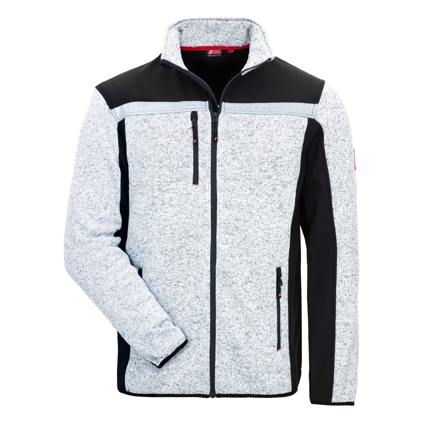 NITRAS MOTION TEX PLUS, gebreid softshell jack, lichtgrijs/zwart