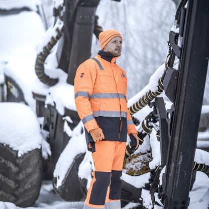 NITRAS MOTION TEX VIZ, hoge zichtbaarheidsparka, neon oranje / marineblauw