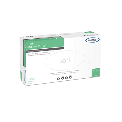 MaiMed-zachte latex onderzoekshandschoenen, niet-steriel, gepoederd, 100 stuks/doos