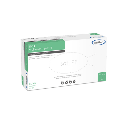 MaiMed-soft PF latex onderzoekshandschoenen niet-steriel poedervrij 100 stuks/doos
