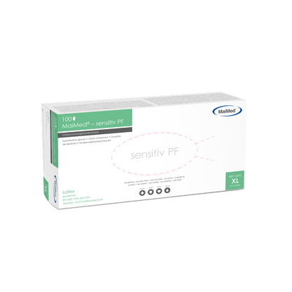 MaiMed gevoelige latex onderzoekshandschoenen, niet-steriel, poedervrij, 100 stuks/doos