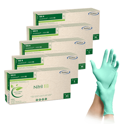 MaiMed-Nitril BIO, niet-steriel, poedervrij Latexvrije nitril handschoen, groen, 100 stuks/doos