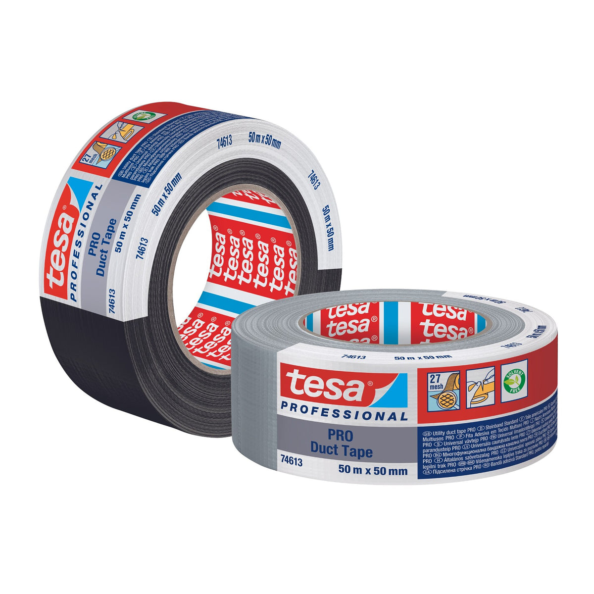 tesa PRO 74613 Duct Tape >60% Recycled Plastic, 50 m x 50 mm – Sortiment