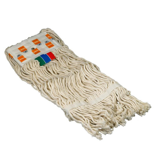 Der TASKI Duo Mop Fransen (300 g) von Diversey Deutschland hat saugfähige 100% Baumwollfransen mit Bandverstärkung, farbigen Etiketten, ist waschbar bis 95°C und ideal für TASKI Duo Mop Systeme. Karton mit 2 Packungen.