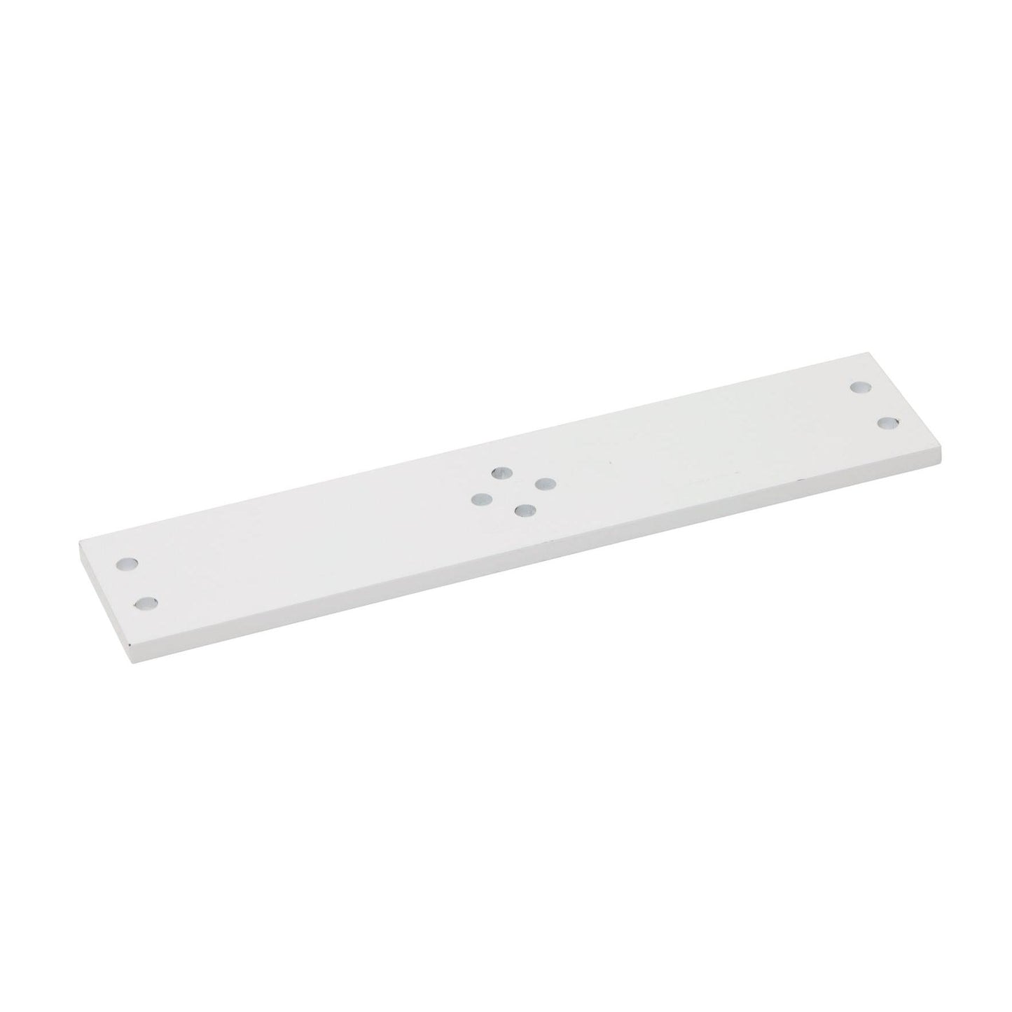 De TASKI bevestigingsplaat voor aluminium profiel van Diversey Deutschland GmbH & Co. OHG is een witte metalen plaat met acht gaten, ideaal voor veilige bevestiging op alle trolleys. De verpakking bevat 1 stuk.