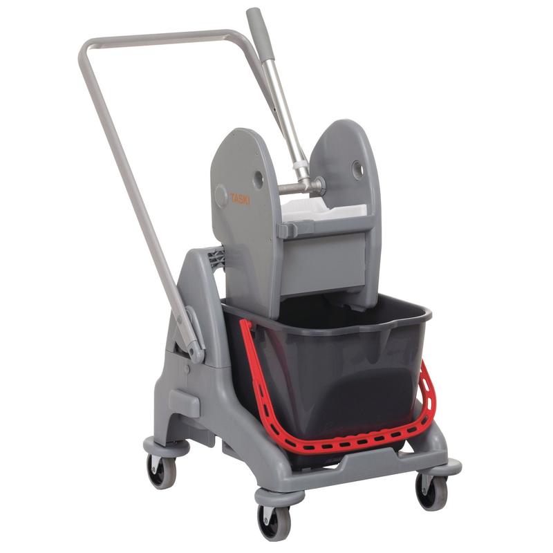 Het TASKI Duo Mop Eenemmersysteem (15L, rood) van Diversey Deutschland GmbH & Co. OHG beschikt over een onderstel, dissel en pers - ideaal voor professionele reiniging en zware commerciële toepassingen. Verpakking: 1 stuk.