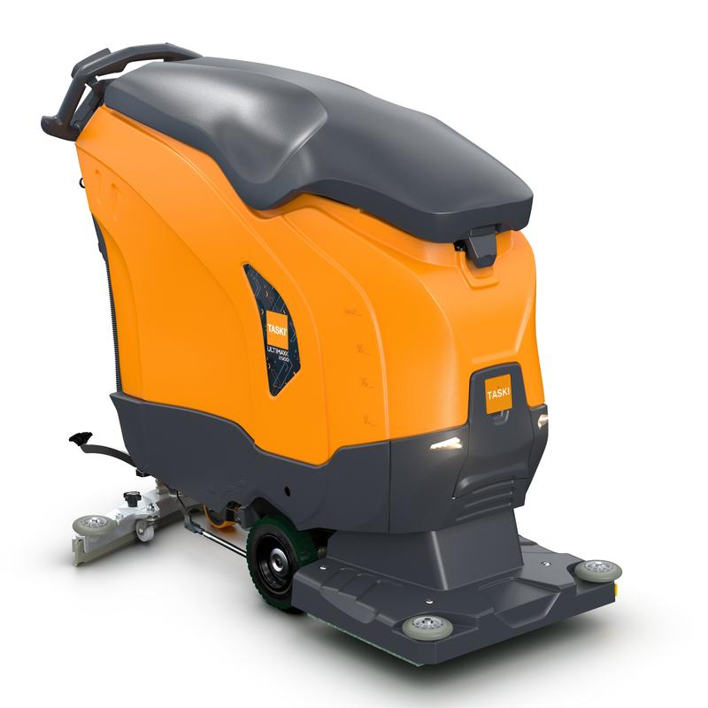 De TASKI ULTIMAXX 2900 OB50 Performance BMS 25A EBU van Diversey Deutschland beschikt over een aandrijving van de volgende generatie, een 63-liter tank, zichtbare schrobtechniek aan de voorzijde, een ergonomische handgreep aan de achterkant en een fel oranje/donkergrijs ontwerp.