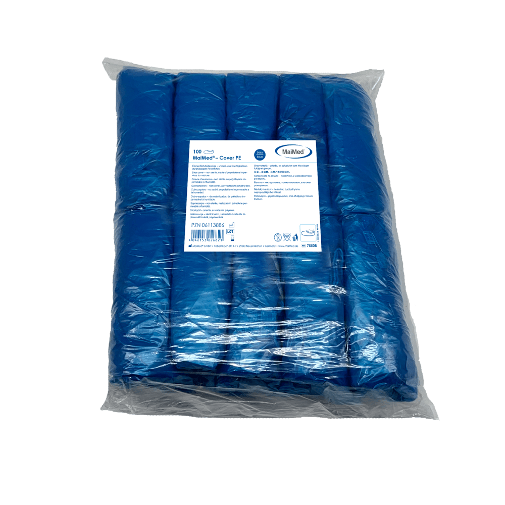 MaiMed-Cover PE-overschoenen Wegwerp-overschoenen van PE, blauw, 100 stuks/pak. | Pak (100 stuks)