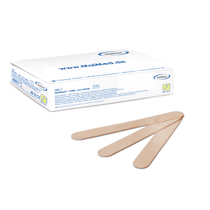 MaiMed - HMS niet-steriele houten mondspatel, 15cm lang, 100 stuks/doos | Doos (100 stuks)